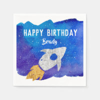 Gold Silver Rocket Ship Galaxy Birthday Party