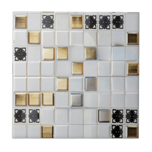 Gold Silver Small Tile Pattern