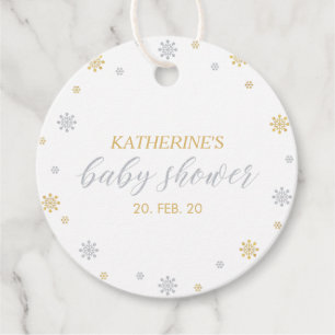 Gold & Silver Winter Wonderland Baby Shower Favour Tags