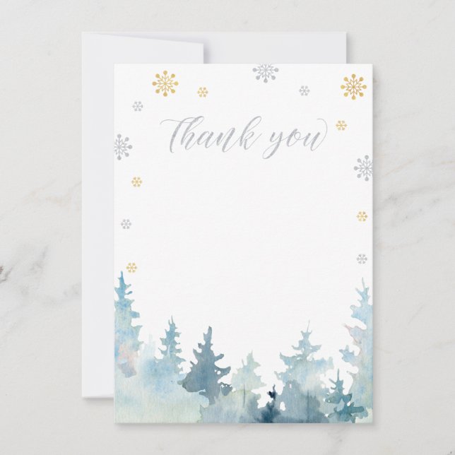 Gold & Silver Winter Wonderland Thank You Card (Front)