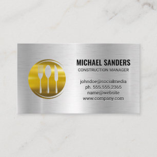 Gold Silverware Logo Metallic Background Business Card
