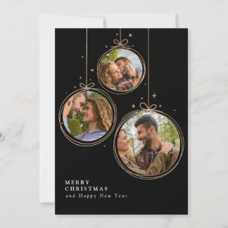 Gold Simple Aesthetic Elegant Family Christmas  Invitation