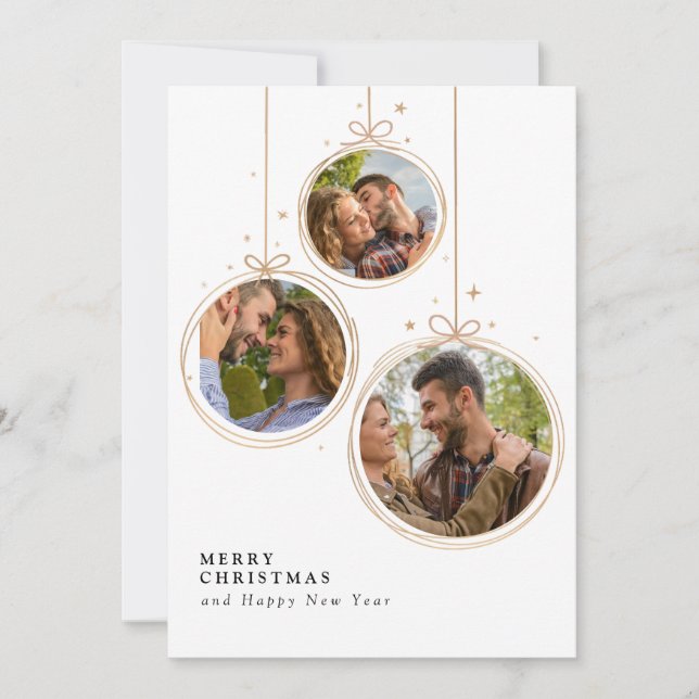 Gold Simple Aesthetic Elegant Family Christmas  Invitation (Front)