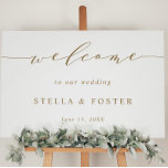 Gold Simple and Modern Wedding Welcome Sign<br><div class="desc">This elegant gold and white welcome sign is perfect for a wedding or any occasion.</div>