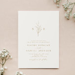 Gold simple botanical monogram rustic wedding  invitation<br><div class="desc">Minimalist faux gold and beige wedding invitation, with your monogrammed initials and hand illustrated botanical leaves on the top, your event details are shown below in modern script and classic font. Simple and luxury. Great for modern classic wedding, simple formal wedding, elegant botanical garden wedding. See all the matching pieces...</div>