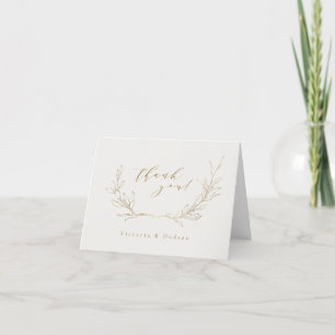 Gold simple botanical wreath wedding thank you car card