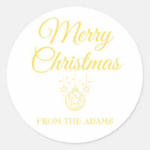 Gold Simple Calligraphy Merry Christmas Classic Classic Round Sticker