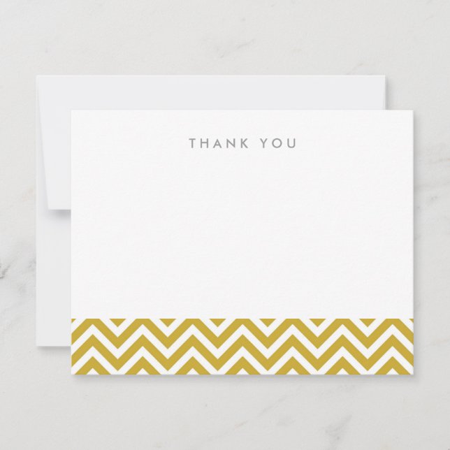 Gold Simple Chevron Thank You Note Cards (Front)