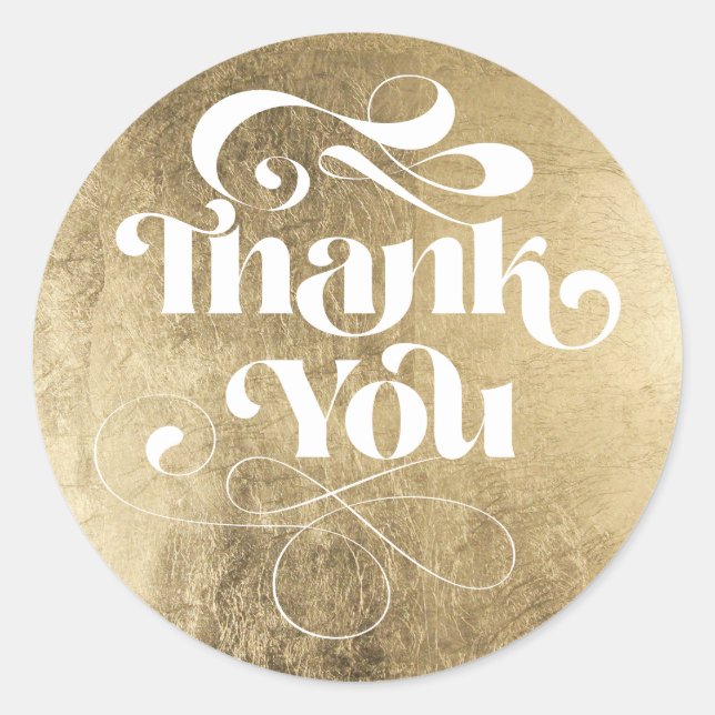 Gold simple cool retro script order thank you classic round sticker (Front)
