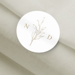 Gold simple elegant botanical leaves wedding classic round sticker<br><div class="desc">Rustic hand illustrated botanical leaves wreath in gold and white,  simple and elegant,  great wedding favour stickers for summer boho rustic wedding,  spring botanical garden wedding. 
See all the matching pieces in collection</div>