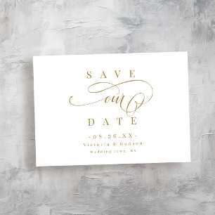 Gold simple elegant romantic script  save the date