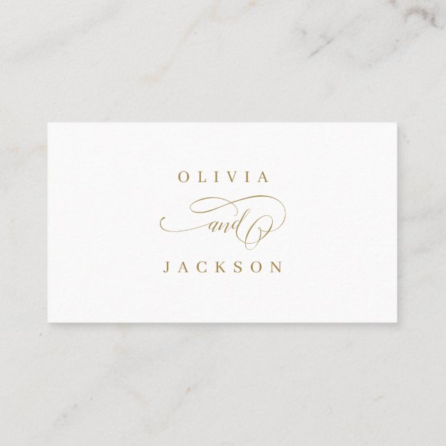 Gold simple elegant romantic script wedding place card (Back)
