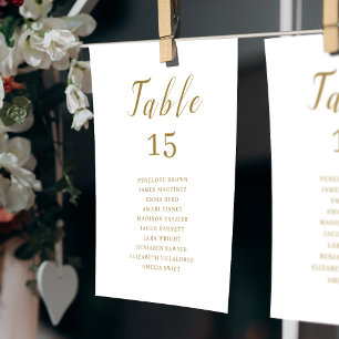 Gold simple elegant script wedding seating charts