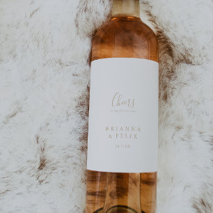 Gold Simple Minimalist Cheers Wedding Wine Labels