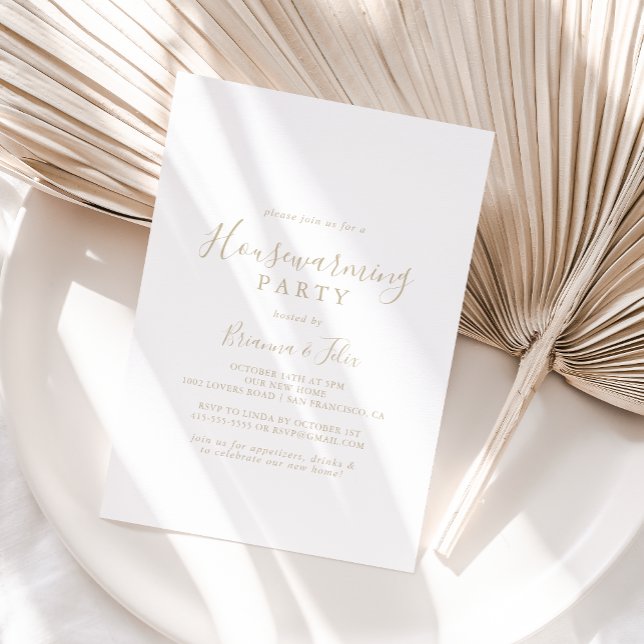 Gold Simple Minimalist Housewarming Party  Invitation (Creator Uploaded)