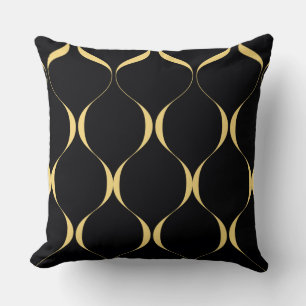 Gold, simple, modern, luxurious wavy graphic cushion