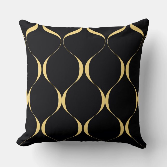 Gold, simple, modern, luxurious wavy graphic cushion (Front)