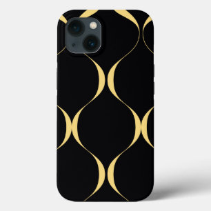 Gold, simple, modern, luxurious wavy graphic iPhone 13 case