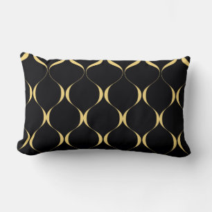 Gold, simple, modern, luxurious wavy graphic lumbar cushion