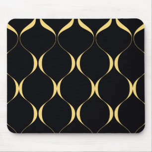 Gold, simple, modern, luxurious wavy graphic mouse pad