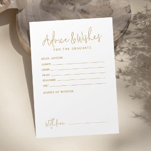 Gold Simple Modern Script Graduate advice & wishes Card