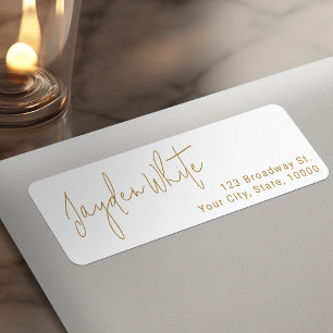 Gold Simple Modern Script Graduate Return Address