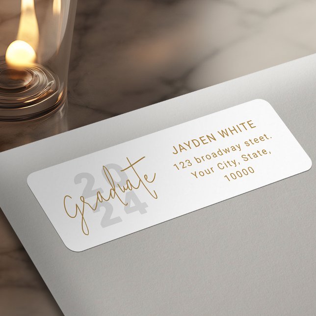 Gold Simple Modern Script Graduate Return Address (Gold Simple Modern Script Graduate Return Address Label)