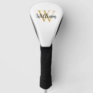 Gold Simple Monogram Name Personalised Golf Head Cover