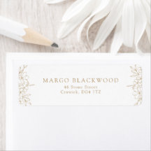 Gold Simple Romantic Cherry Blossom Return Address