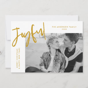 Gold Simply Joyful Photo Holiday Card