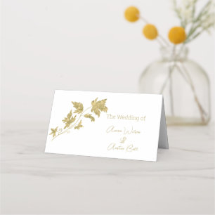 Gold Single Stem Leaf Name Place Card
