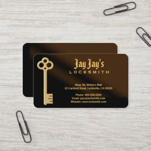 Gold Skeleton Key Brown Locksmith Business Cards