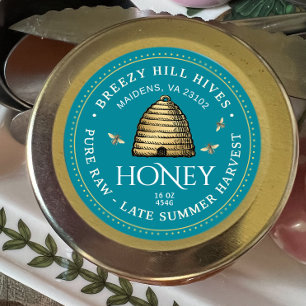 Gold Skep with Honeybees  Classic Round Sticker