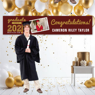 Gold Sketch 2024 Congrats Photo Graduation Party Banner