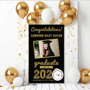 Gold Sketch 2024 Congrats Photo Graduation Party Banner