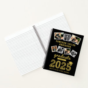 Gold Sketch 2024 Grad 7 Photo Collage Graduation Notebook