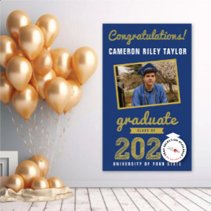 Gold Sketch Class Of 2026 Photo Graduation Party Banner