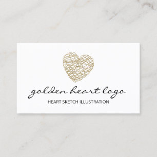 Gold Sketch Heart Jewellery Business Card