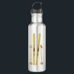 Gold Skis And Poles | Retro Ski Illustration 710 Ml Water Bottle<br><div class="desc">Modern Alpine ski,  skiing,  skier-themed design with gold skis and gold poles. Simple festive holiday gold ski illustration for ski lovers.</div>