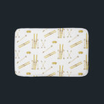 Gold Skis And Poles | Retro Ski Pattern  Bath Mat<br><div class="desc">Modern Alpine ski,  skiing,  skier-themed design with gold skis and gold poles. Simple festive holiday gold ski illustration for ski lovers.</div>