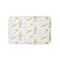 Gold Skis And Poles | Retro Ski Pattern 