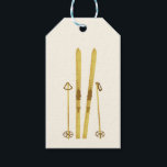 Gold Skis And Poles | Vintage Ski Cream Gift Tags<br><div class="desc">Modern Alpine ski,  skiing,  skier-themed design with gold skis and gold poles. Simple festive holiday gold ski illustration for ski lovers.</div>