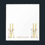 Gold Skis Poles | Vintage Ski Illustration Cream Notepad<br><div class="desc">Modern Alpine ski,  skiing,  skier-themed design with gold skis and gold poles. Simple festive holiday gold ski illustration for ski lovers.</div>