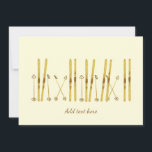 Gold Skis | Vintage Ski Cream Winter Holiday Card<br><div class="desc">Modern Alpine ski,  skiing,  skier-themed design with gold skis and gold poles. Simple festive holiday gold ski illustration for ski lovers.</div>