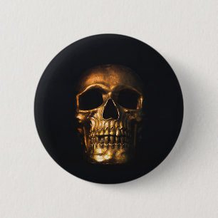 Gold Skull 6 Cm Round Badge