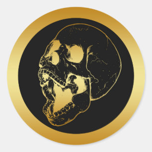 GOLD SKULL CLASSIC ROUND STICKER