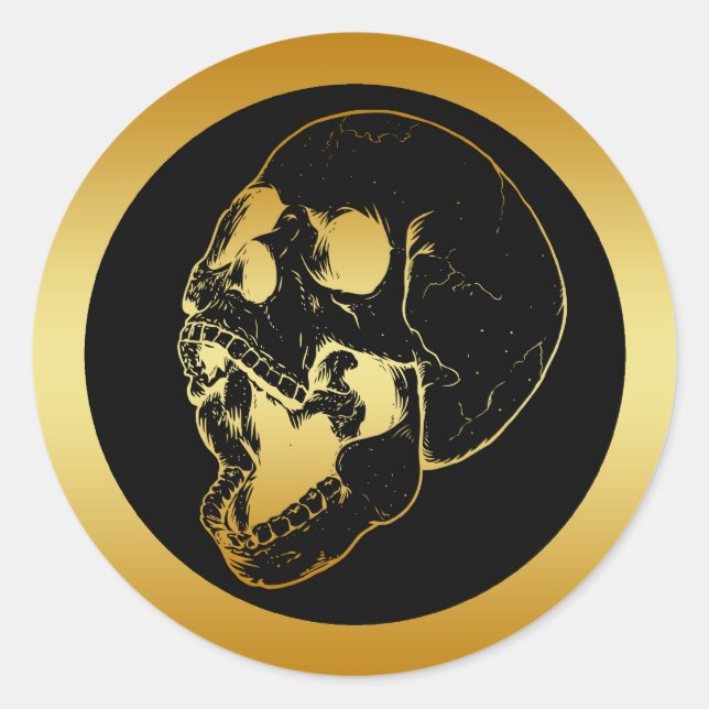 GOLD SKULL CLASSIC ROUND STICKER (Front)