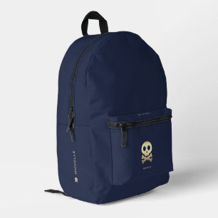 Gold Skull Crossbones Stylish Dark Navy Blue  Printed Backpack