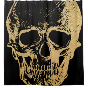 Gold Skull Shower Curtain