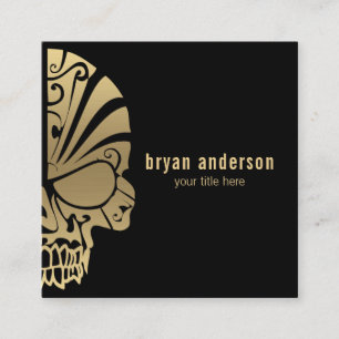 Gold Skull Tattoo Artist Business Card